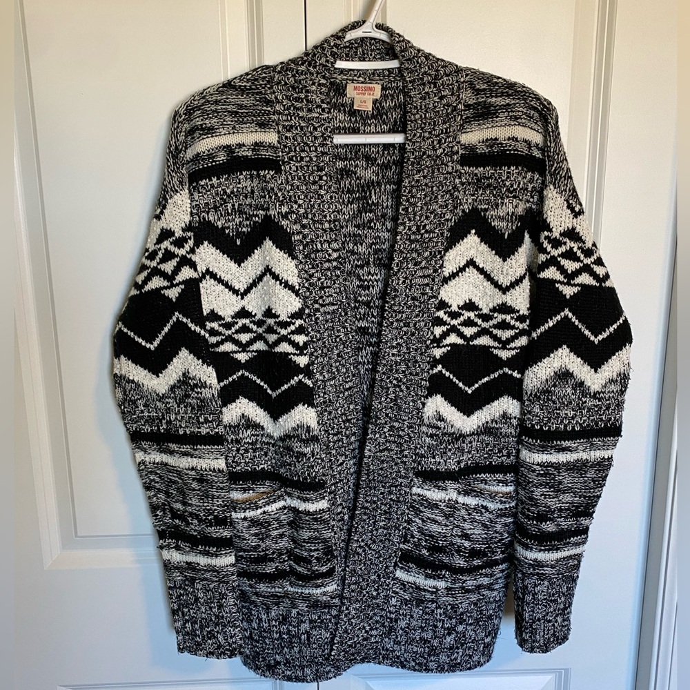 Mossimo open front cardigan in black white marl design